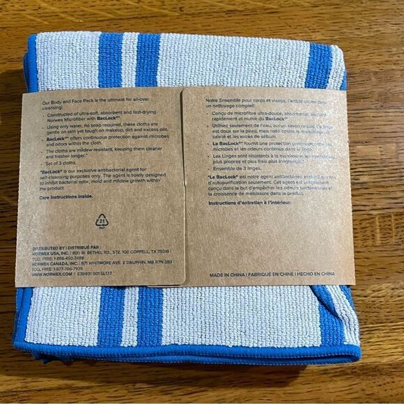 Norwex Face and Body Cloths Set of 3 Marine Stripes NWT - Picture 3 of 10